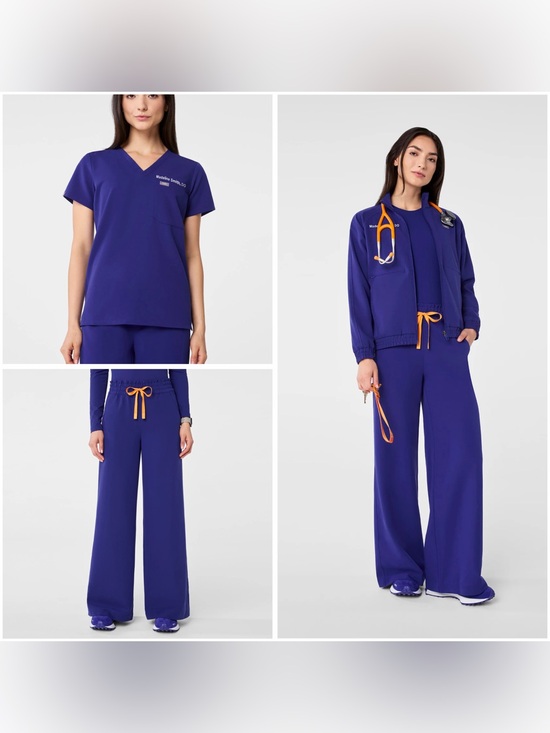 Figs Other - Figs Catarina Top XXSR / Allison Ultra Wide Leg Pants XXSP Set Deep Royal Blue